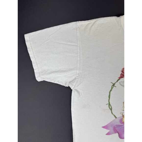Rare Vintage Y2K Poison Rock Band Tee Skull Flame Rose White Shirt XL Tour Promo - Picture 6 of 14